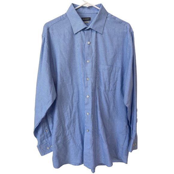 Van Heusen Dress Shirt Size Large Button Up Long Sleeve Regular Fit Wrinkle Free - Picture 1 of 9